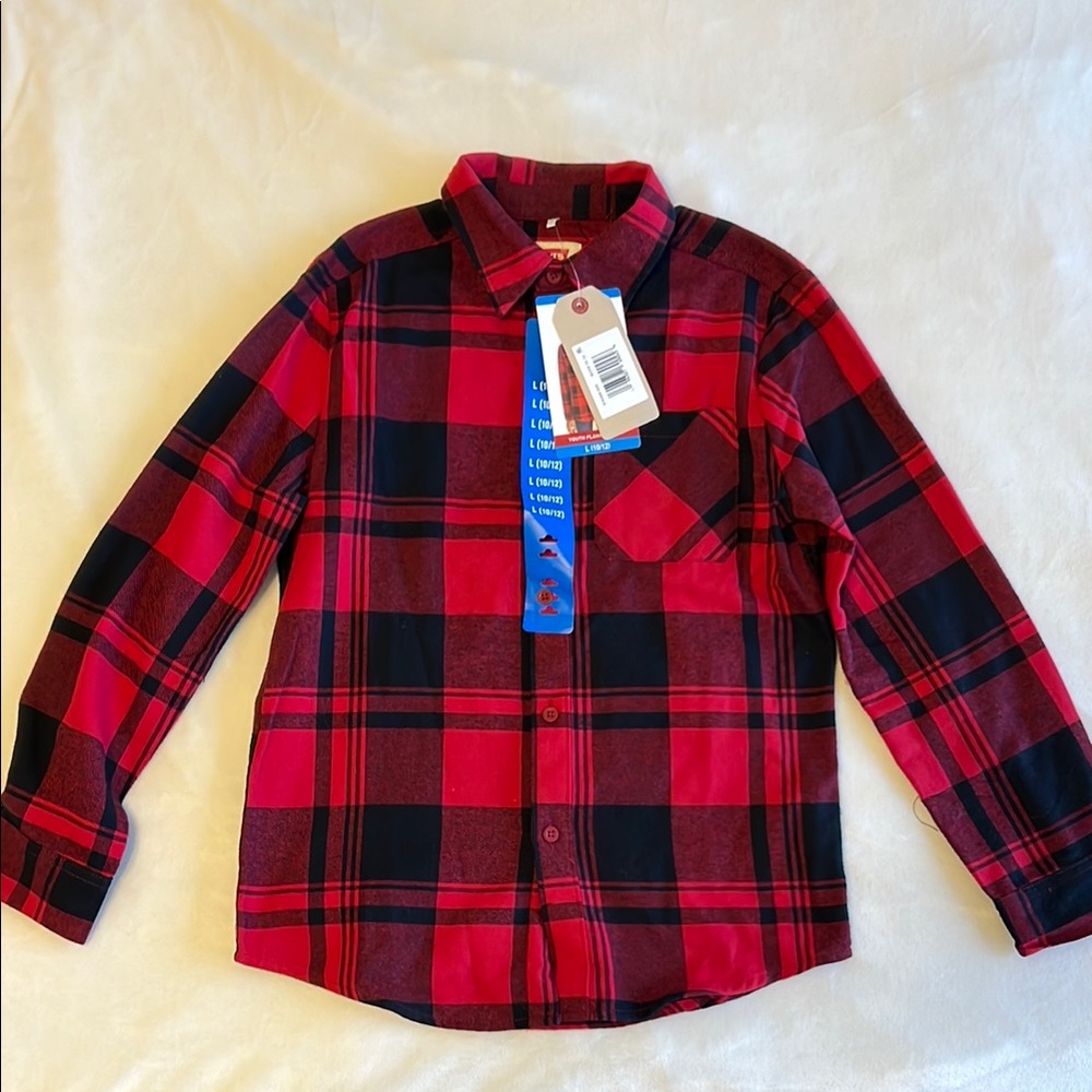 NWT Levi’s Boys buffalo plaid flannel button down shirt size 10/12